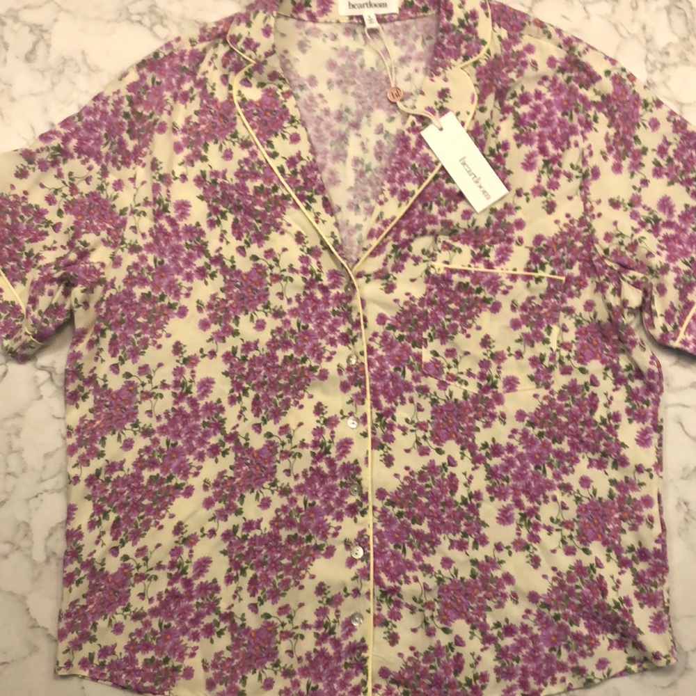 Heartloom short sleeve loungewear top, Small, NWT